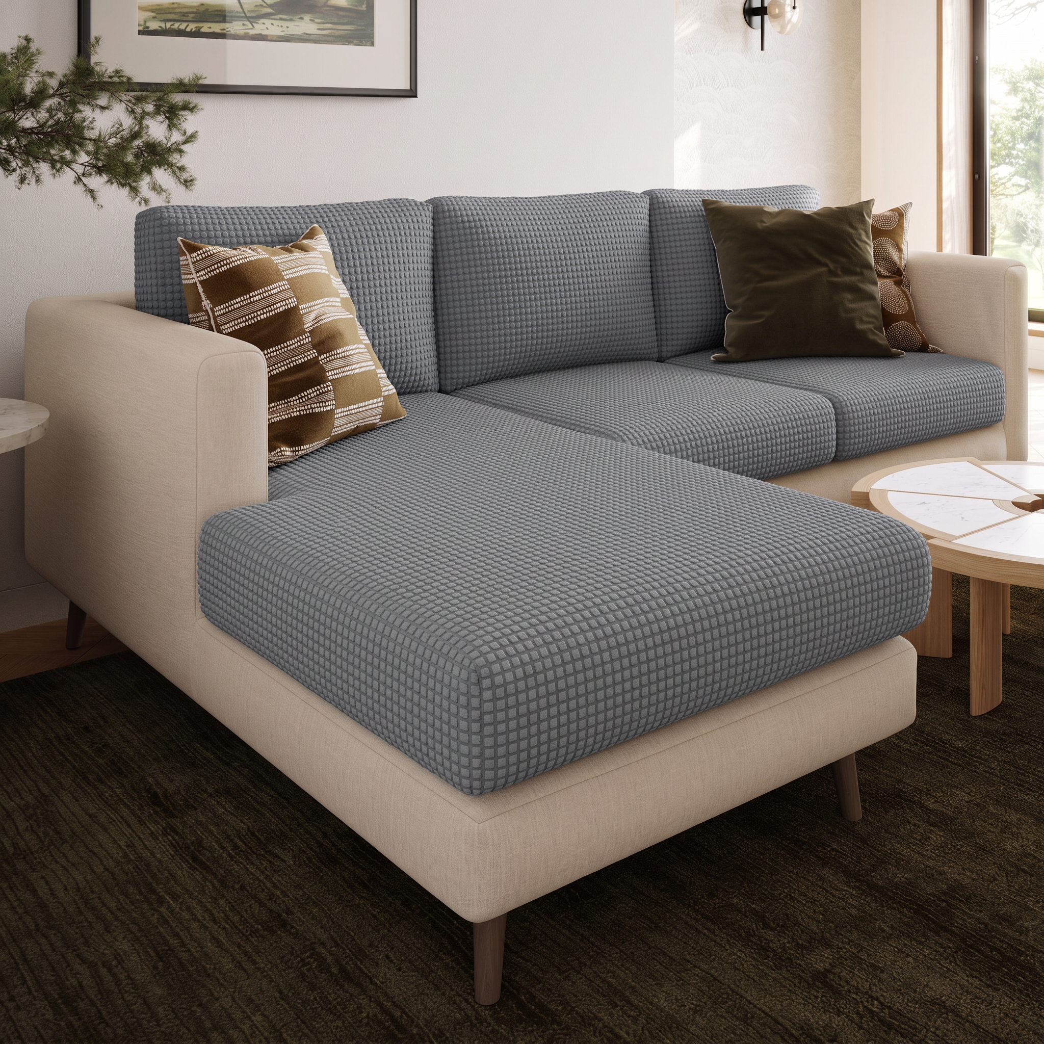 Sofa z pokrowcami Magic – Wzór Waffle